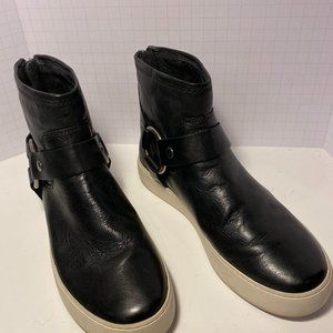Frye Back-Zip Leather Sneaker Boots, Barely Worn